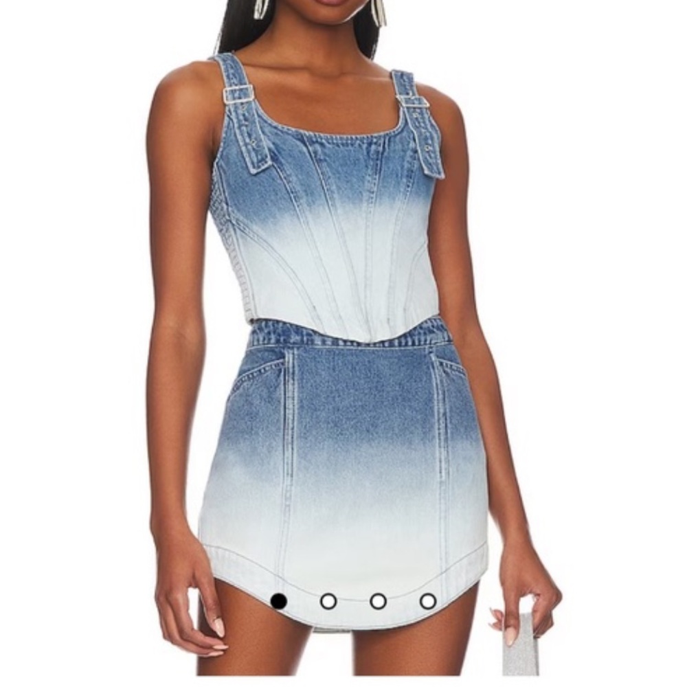 Amanda Uprichard Blue Denim matching corset skirt set